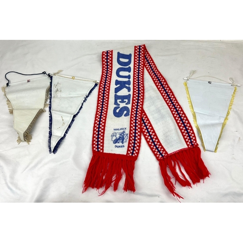 1468 - Three Vintage Speedway Banners and a Vintage Halifax Dukes Speedway Scarf.