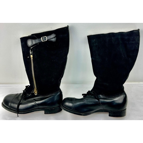 353 - RAF 1943 Escape Pattern Flying Boots. In the form of black leather Oxford style lace-up shoes with b... 