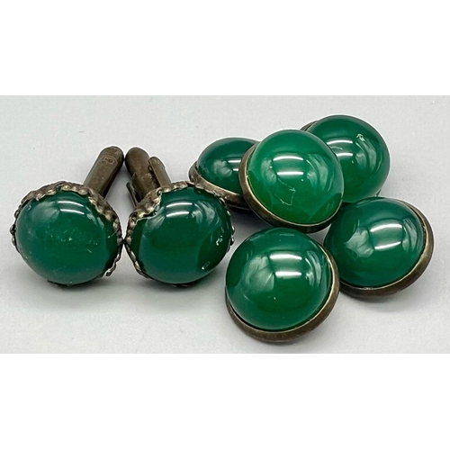 782 - A Pair of Jade Cufflinks, Along with 6 Jade Buttons.