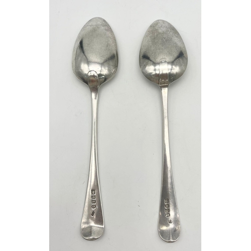 1170 - 2 x Antique  Large 925 Silver Spoons, Both Hallmarked for London (1719 & 1799) Total Weight 125.74gr... 