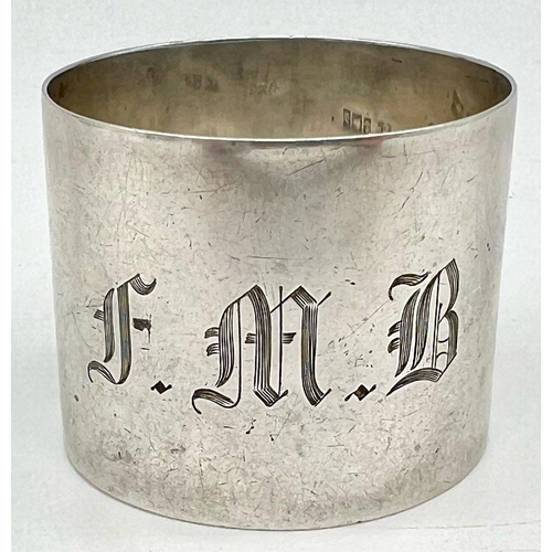 1197 - An Antique Solid 925 Silver Napkin Ring, Hallmarked, HH Birmingham 1907. Weighs 33.72grams