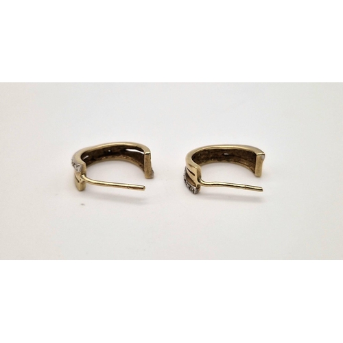 1369 - A Pair of Vintage 9k Yellow and White Gold Half Hoop Earrings. total weight 1.95grams