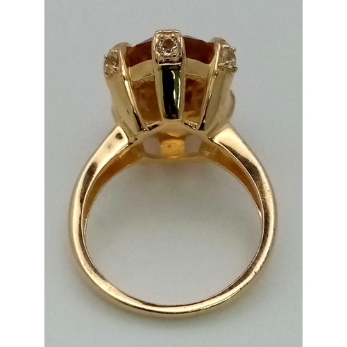 1372 - A Lovely Rich 10ct Citrine Set in Gold Plated 925 Silver. Hexagonal cut clean citrine and white ston... 