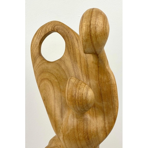 1484 - A Wood Sculpture of Two Lovers as One - Or, the Aliens have landed. 57cm tall.