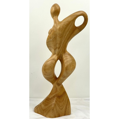 1484 - A Wood Sculpture of Two Lovers as One - Or, the Aliens have landed. 57cm tall.