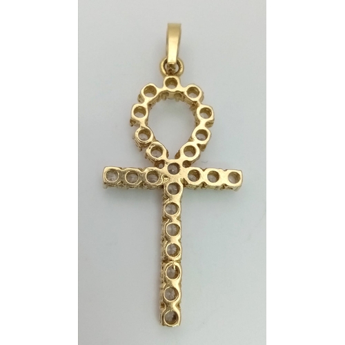 173 - A wonderful, 18 K yellow gold pendant cross with cubic zirconia. Length: 51 mm (with bail),weight: 7... 