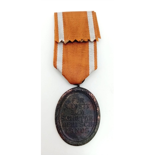 906 - WW2 German West Wall Medal awarded to those who had built or served on the Siegfield Line.