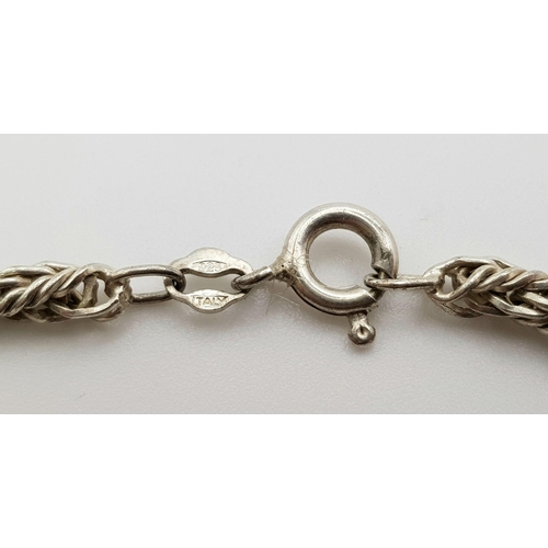 1380 - An Italian 925 Silver Rope Choker Necklace. 36cm. 16.2g.