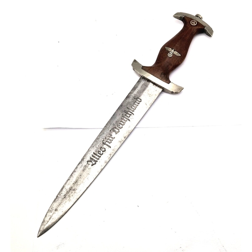 199 - 3rd Reich N.S.K.K Dagger – Ground Rohm Blade. Maker: E.P & S Solingen. The letter “O” stamped on the... 