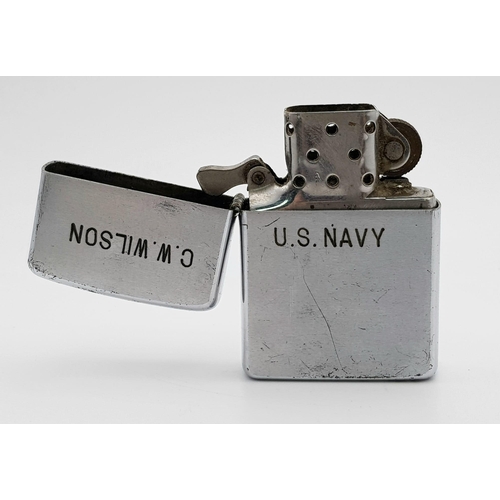 513 - Original Vietnam War Era Zippo Lighter. Date marked 1969. Dedicated to C.W Wilson U.S Navy Vietnam N... 