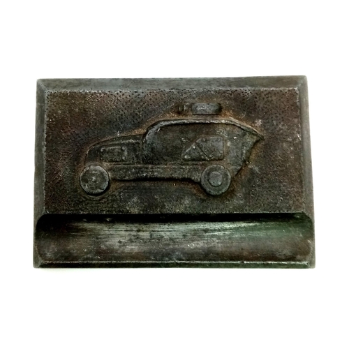 621 - WW1 British Spelter Made Desk Pen Holder Depicting an Armoured Car.