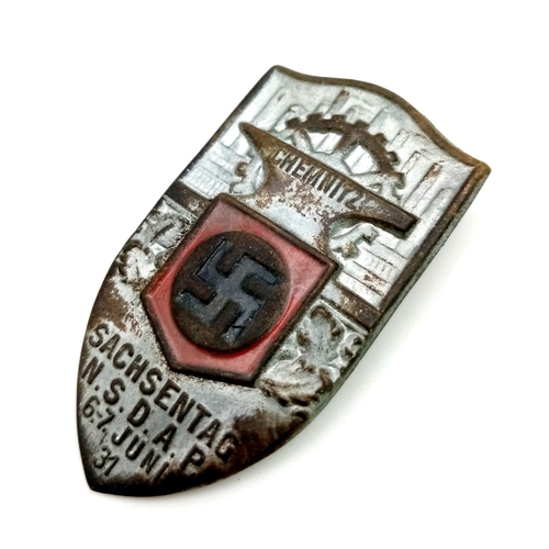 628 - 3rd Reich NSDAP Tinnie Badge Sachsa Kreistag July 1933.