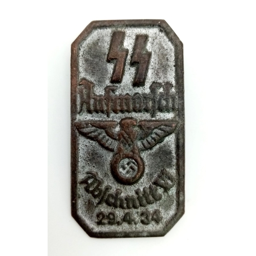 748 - 3rd Reich SS Aufmarsch Abschnitt VI Tinnie Badge Dated 29th April 1934.