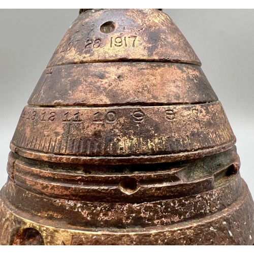 848 - INERT WW1 18 Pdr Shrapnel Shell Fuze that was found at Ypres and has been made into a desk top paper... 