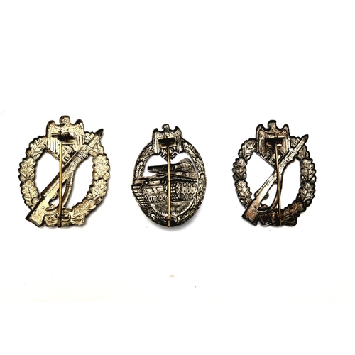 855 - 3 x Reproduction WW2 German Badges. Good space fillers or for re-enacting.