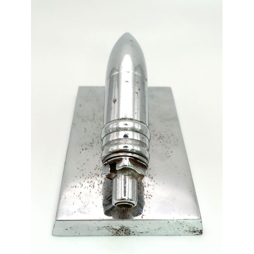 943 - INERT WW2 German Messerschmitt BF 109 20mm round chromed and made into a paper weight.