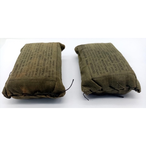 949 - 2 x French Indo-China Field Dressings Dated 1952. Found in Vietnam.