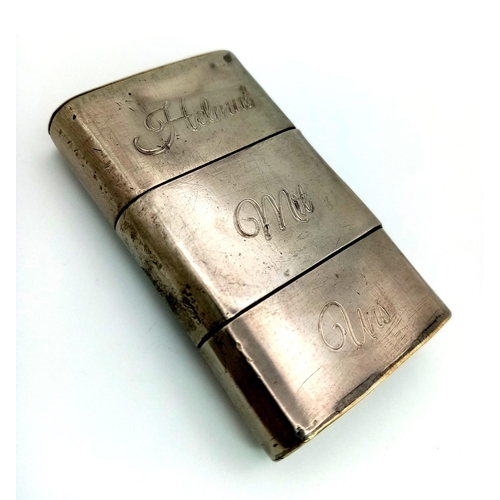 433 - WW2 German Cigarette Lighter, Engraved “Helmut Fischer” on one side and “God with us” in German on t... 