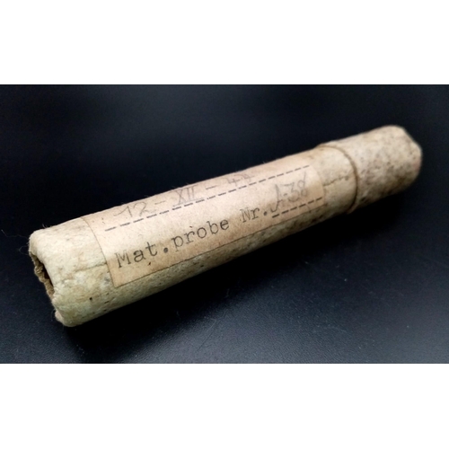 675 - 3rd Reich Test Tube in a Protective Cylinder. Marked “Secret” Dated 1944.