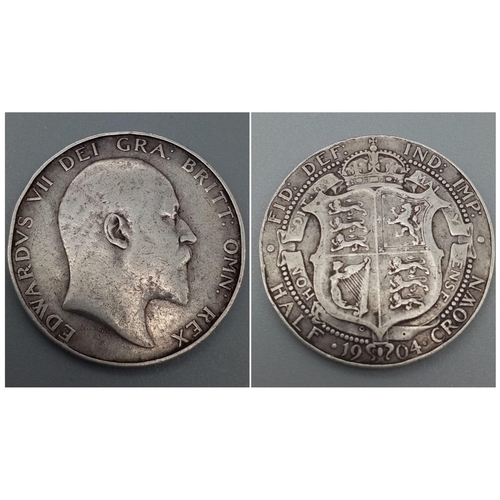 260 - A 1904 Edward VII Half Crown Silver Coin. Please see photos for conditions.