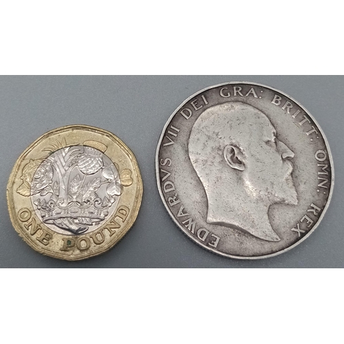 260 - A 1904 Edward VII Half Crown Silver Coin. Please see photos for conditions.