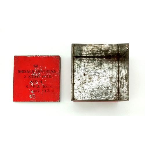 1183 - Military Tin Box for Distress Signal Flares. Lid of box marked ‘12’ over ‘Signals Distress’ over ‘2 ... 