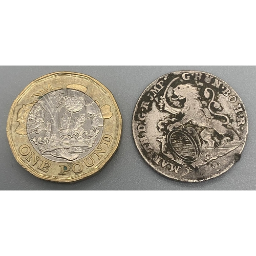 1460 - A 1753 Austrian/Netherlands Two Escalins Silver Coin. Please see photos for conditions.