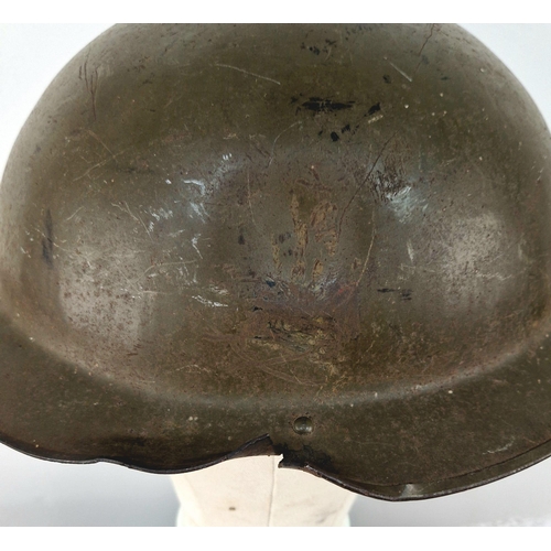 783 - WW2 British MK II Helmet with Shrapnel Damage. This was found in a French Flea Market near Ouistreha... 