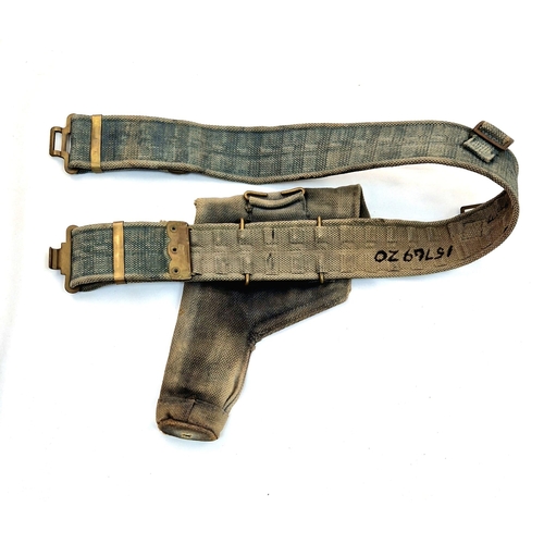 1206 - A Vintage WW2 Period Khaki Holster and Belt with Markings