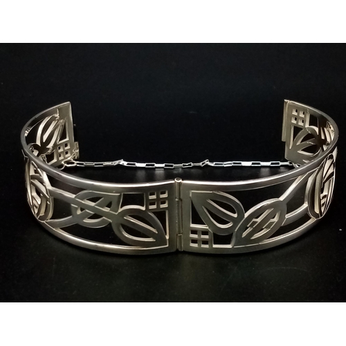 1256 - Excellent Condition Rennie Mackintosh Design Celtic Silver Bangle 6.5cm Width. 2cm Deep. 35.15 Grams... 