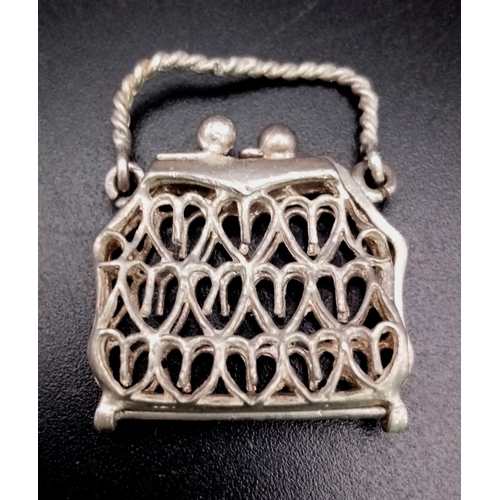 1260 - 2 Rare Antique Silver Filigree Pendants Comprising;
 1) A Temple or Religious Shrine Pendant 3cm Tal... 