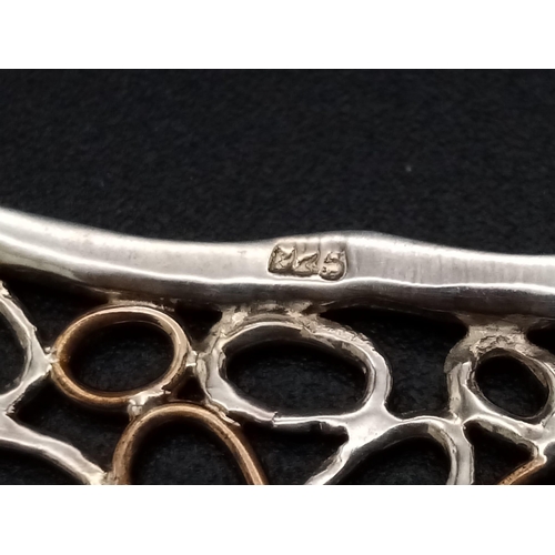 1357 - New Hand Beaten Sterling Silver Filigree Style Bracelet with Pearl. 19cm Length 10.13 Grams in Prese... 