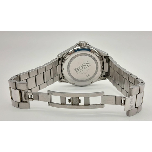 379 - Men’s Boss Model 2674.1 Stainless Steel Watch, Blue Face 46mm Including Crown. Full Working Order in... 