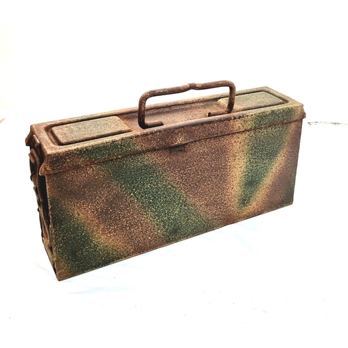 411 - WW2 German MG 42 Ammo Tin in Normandy, Camouflage.