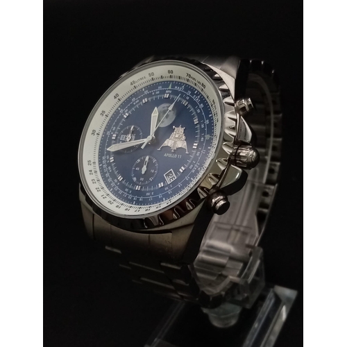 486 - An Excellent Condition (worn once for a themed event) Apollo 11 Men’s Chronograph in Original Box Fu... 