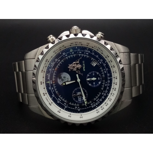 486 - An Excellent Condition (worn once for a themed event) Apollo 11 Men’s Chronograph in Original Box Fu... 