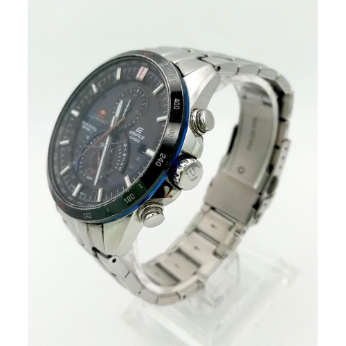 688 - A Casio Edifice Red Bull Racing Solar Powered Watch 46mm Including crown. Stainless Steel. Water Res... 