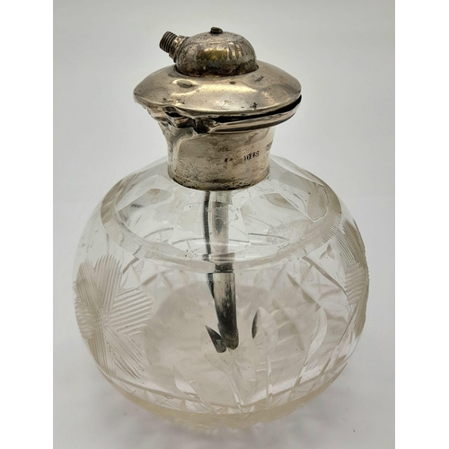 1038 - Three Wonderful Antique Glass and Silver Topped Perfume Bottles. All with their own distinctive styl... 