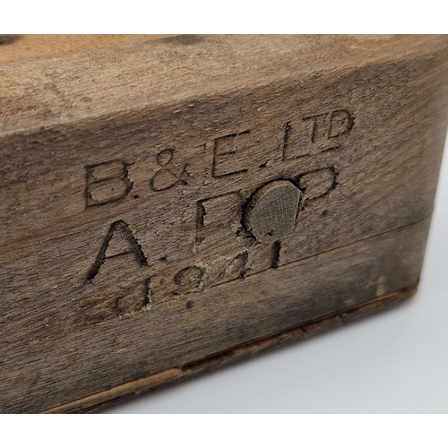 1373 - WW2 Home Front ARP (Air Raid Precautions) Wooden Rattle. Body stamped ‘B.&E. Ltd.’ over ‘A.R.P.’ ove... 