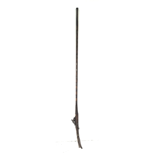 372 - An Antique Flint Lock Bone Inlaid Jazail Rifle, (Most Likely Afghan). 163cm Long. Action working but... 