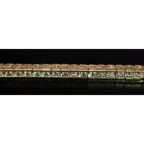 1371 - 14K YELLOW GOLD DIAMOND SET TENNIS BRACELET 2.10CT 15.1G WITH SAFETY CATCH FITTING ALSO 20CM IN LENG... 