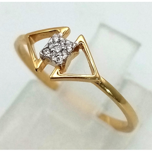 1404 - 18K Yellow Gold DIAMOND SET RING 1.3G SIZE M