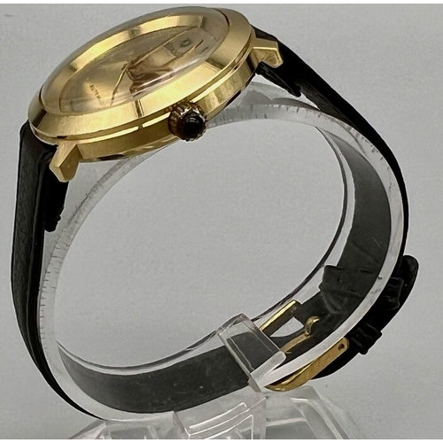 1322 - A Nivada Automatic Gold Plated Ladies Watch. Black leather strap. Gold plated circular case - 31mm. ... 