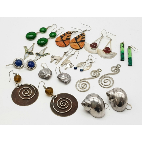 1421 - Mixed bundle of sterling silver and costume earrings (some missing fittings) including 2 pairs of si... 