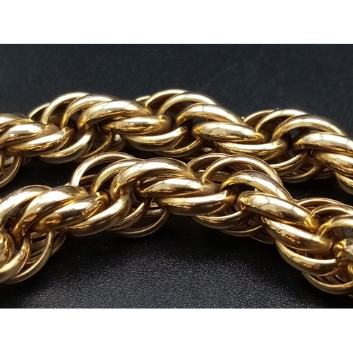 1549 - A Beautiful Italian 15K Yellow Gold Rope Link Necklace. 40cm. 54.39g