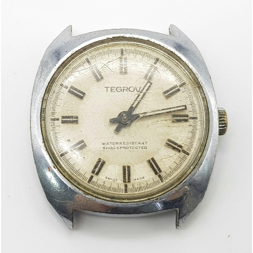 1507 - A VINTAGE SWISS MADE TEGROV MANUAL MOVEMENT WRIST WATCH ,   38mm    a/f