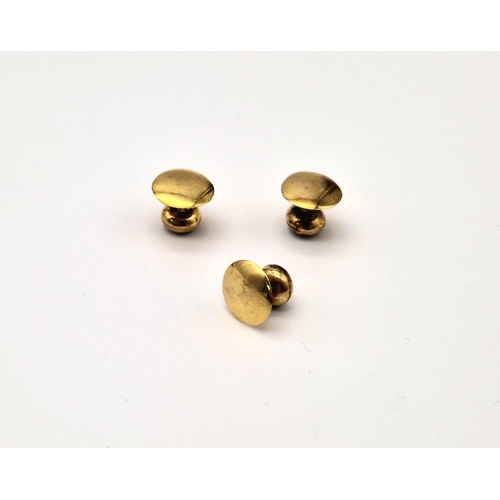 1509 - Three Antique 1876/77 9 Carat Gold Studs in Original Box from Sheffield Goldsmiths. 1.42 Grams.