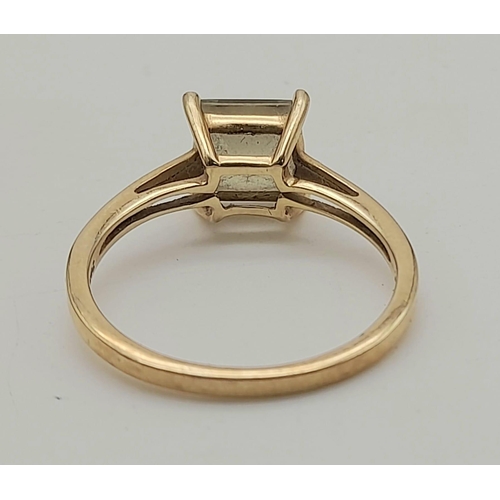 1570 - 14K Yellow Gold Dress Ring with a nice khaki Square Stone 2.7grams Size Q.