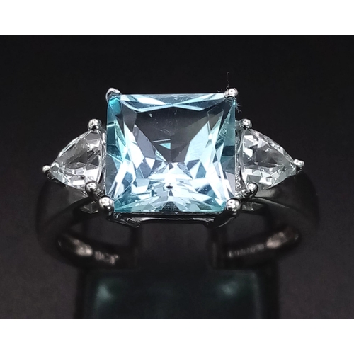 1600 - A 9ct and blue gemstone ring . 3.5gms   size N