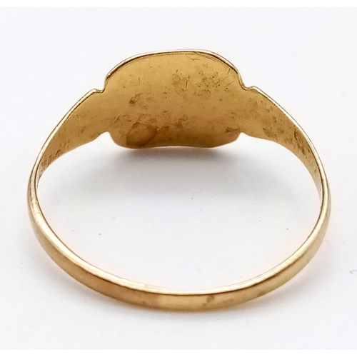 1516 - An Edwardian 18K Yellow Gold (tested) Ladies Signet Ring. Size L. 1.53g.